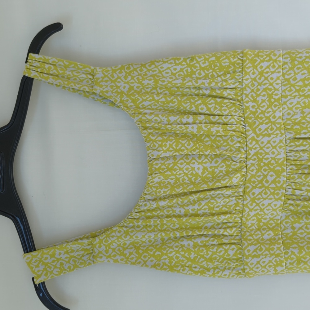 ANN TAYLOR | Sleeveless Empire Waist Chartreuse & White Dress - Picture 4 of 10